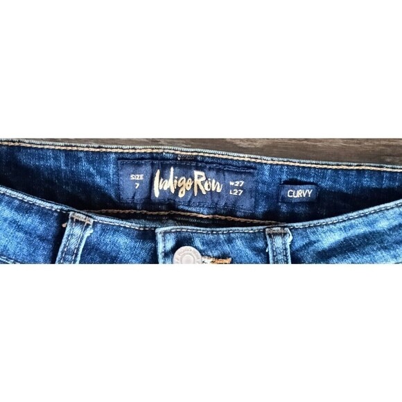 Indigo Rein Jeans Curvy Ankle Skinny  Juniors Size 27 Blue Button Fly High Waist - Picture 11 of 11